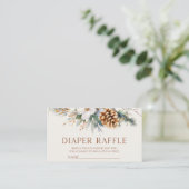 Winter Floral Pine Tree Baby shower Luier Raffle Informatiekaartje (Staand voorkant)