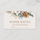 Winter Floral Pine Tree Baby shower Luier Raffle Informatiekaartje (Voorkant)