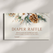 Winter Floral Pine Tree Baby shower Luier Raffle Informatiekaartje