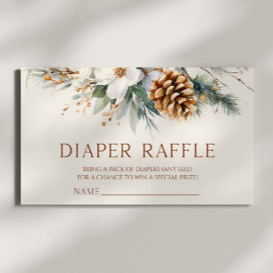 Winter Floral Pine Tree Baby shower Luier Raffle Informatiekaartje