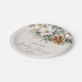 Winter Floral Pine Tree Baby shower Papieren Bordje (Gekanteld)