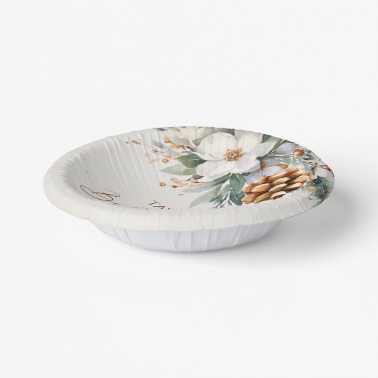 Winter Floral Pine Tree Baby shower Papieren Kommen (Gebogen)