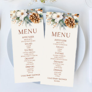 Winter Floral Pine Tree Baby shower Voedsel Menu