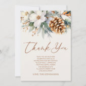 Winter Floral Pine Tree Christmas Baby shower Bedankkaart (Voorkant)