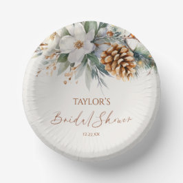 Winter Floral Pine Tree Vrijgezellenfeest Papieren Kommen