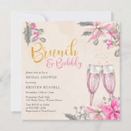 Winter Floral Pink Brunch Bubble Vrijgezellenfeest Kaart