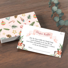 Winter Floral Poinsettia Baby shower Luier Raffle Informatiekaartje