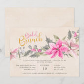Winter Floral Poinsettia Waterverf Bridal Brunch Kaart (Voorkant / Achterkant)