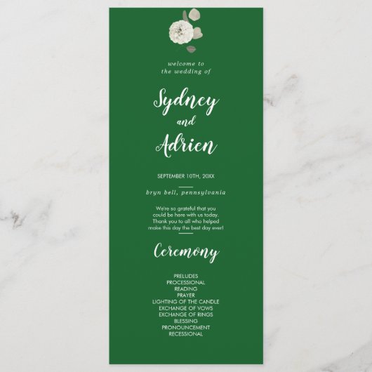 Winter Floral | Programma voor groene weddenschapp Programmakaart (Voorkant)