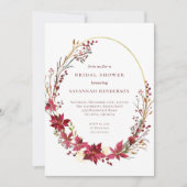 Winter Floral Red Gold Vrijgezellenfeest Kaart (Voorkant)