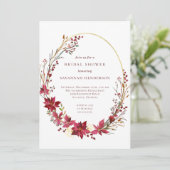 Winter Floral Red Gold Vrijgezellenfeest Kaart (Staand voorkant)