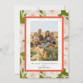 Winter Floral Sage Green 4 Foto's Kerst Feestdagenkaart (Voorkant)