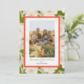 Winter Floral Sage Green 4 Foto's Kerst Feestdagenkaart (Staand voorkant)