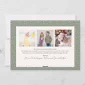 Winter Floral Sage Green 4 Foto's Kerst Feestdagenkaart (Achterkant)