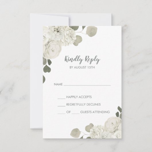 Winter Floral Simple Wedding RSVP-kaart RSVP Kaartje (Voorkant)