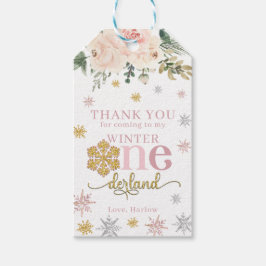 Winter Floral Snowflake ONEderland 1e verjaardag Cadeaulabel