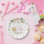 Winter Floral Snowflake ONEderland 1e verjaardag Papieren Bordje (Feest)