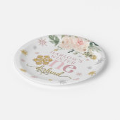 Winter Floral Snowflake ONEderland 1e verjaardag Papieren Bordje (Gekanteld)