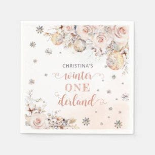 Winter Floral Snowflake ONEderland 1e verjaardag Servet