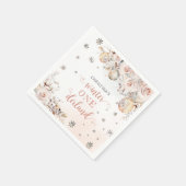 Winter Floral Snowflake ONEderland 1e verjaardag Servet (Hoek)