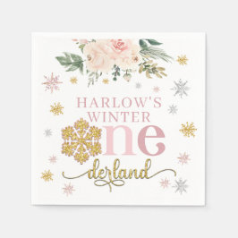 Winter Floral Snowflake ONEderland 1e verjaardag Servet