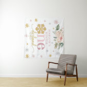 Winter Floral Snowflake ONEderland 1e verjaardag Wandkleed (In Situ (horizontaal))