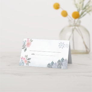  Winter Floral Snowflakes Baby shower Plaatskaartje