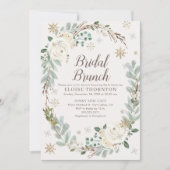 Winter Floral Snowflakes Bridal Brunch Uitnodiging (Voorkant)