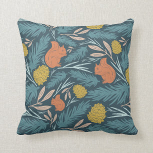 Winter Floral Squirrel Pinecone kerstdecor Kussen