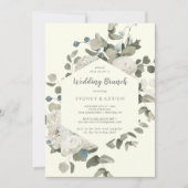 Winter Floral | Uitnodiging voor Ivory Wedding Bru (Voorkant)