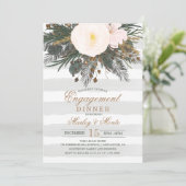 Winter Floral Verloving Dinner Invitation Kaart (Staand voorkant)