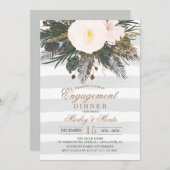 Winter Floral Verloving Dinner Invitation Kaart (Voorkant / Achterkant)