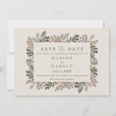 Winter Floral Vow Vernieuwing Foto Save the Date (Voorkant)