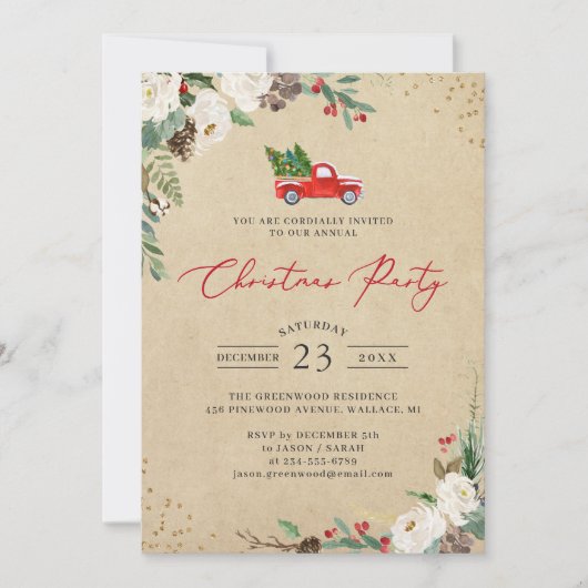 Winter Floral  Vrachtkerstfeest Kaart (Voorkant)