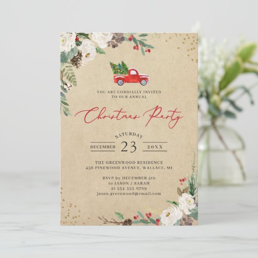 Winter Floral  Vrachtkerstfeest Kaart (Staand voorkant)