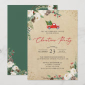 Winter Floral  Vrachtkerstfeest Kaart (Voorkant / Achterkant)