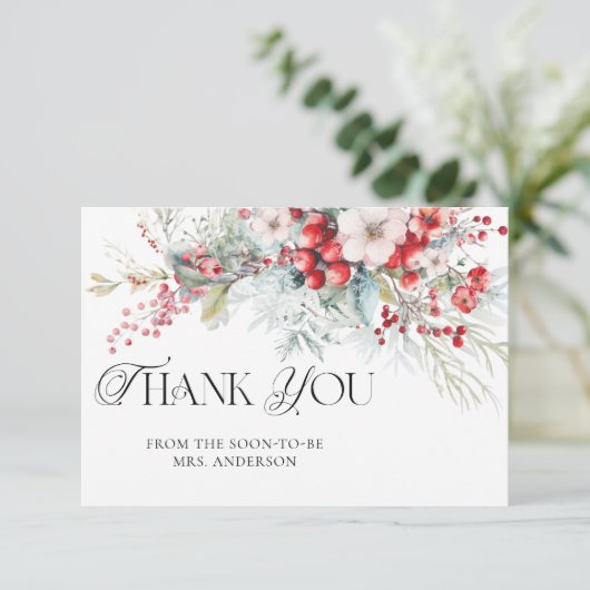 Winter Floral Vrijgezellenfeest Bedankt Card Kaart (Staand voorkant)