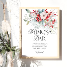 Winter Floral Vrijgezellenfeest Mimosa Bar Poster
