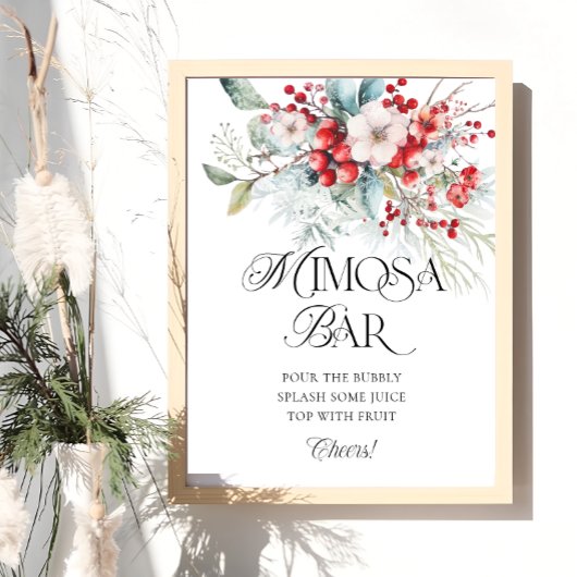Winter Floral Vrijgezellenfeest Mimosa Bar Poster