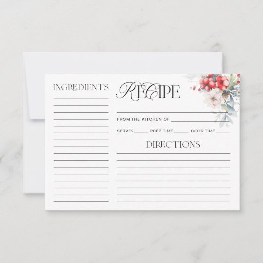 Winter Floral Vrijgezellenfeest Recept Kaart (Voorkant)