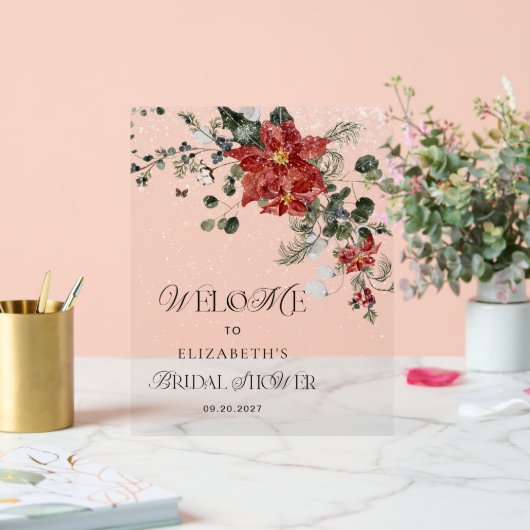 Winter Floral Vrijgezellenfeest Welkom Acryl Bord (Huwelijk)