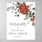 Winter Floral Vrijgezellenfeest Welkom Poster (Voorkant)