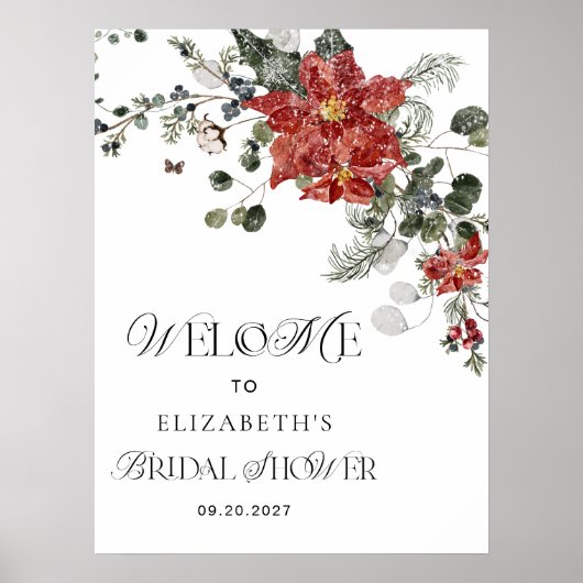 Winter Floral Vrijgezellenfeest Welkom Poster (Voorkant)
