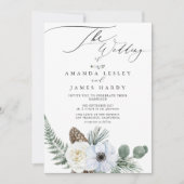 Winter Floral Waterverf bruiloft Kaart (Voorkant)