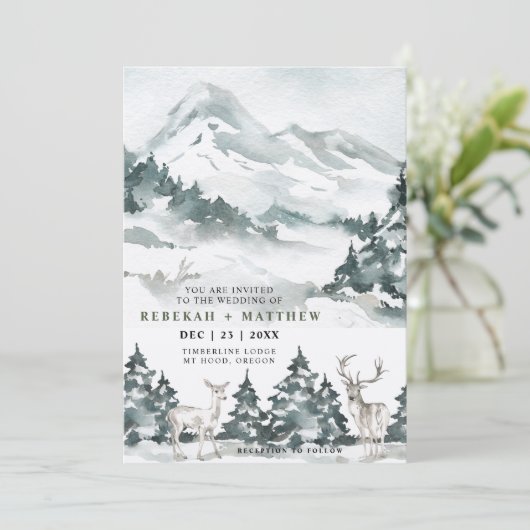 Winter Floral Waterverf | De foto bewaart de Datum Save The Date (Staand voorkant)