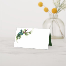 Winter Floral Waterverf Evergreen Wedding Plaatskaartje