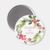 Winter Floral Waterverf Wreath | Weddenschap Magneet (Voorkant / Achterkant)