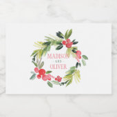 Winter Floral Waterverf Wreath | Weddenschap Voedselcontainer Etiket (Enkel label)