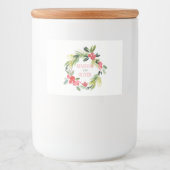 Winter Floral Waterverf Wreath | Weddenschap Voedselcontainer Etiket (Voorkant)
