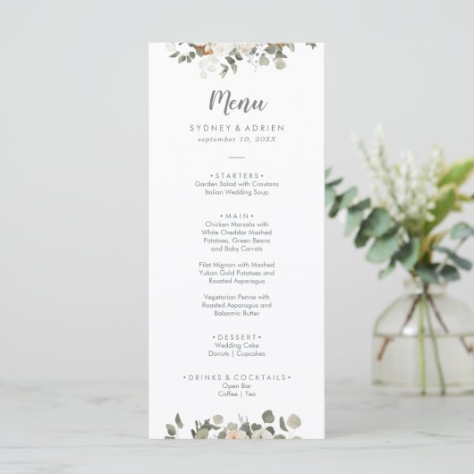 Winter Floral Weddenschap Menu (Staand voorkant)